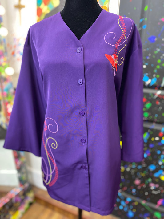 Vintage Purple and Red Blouse