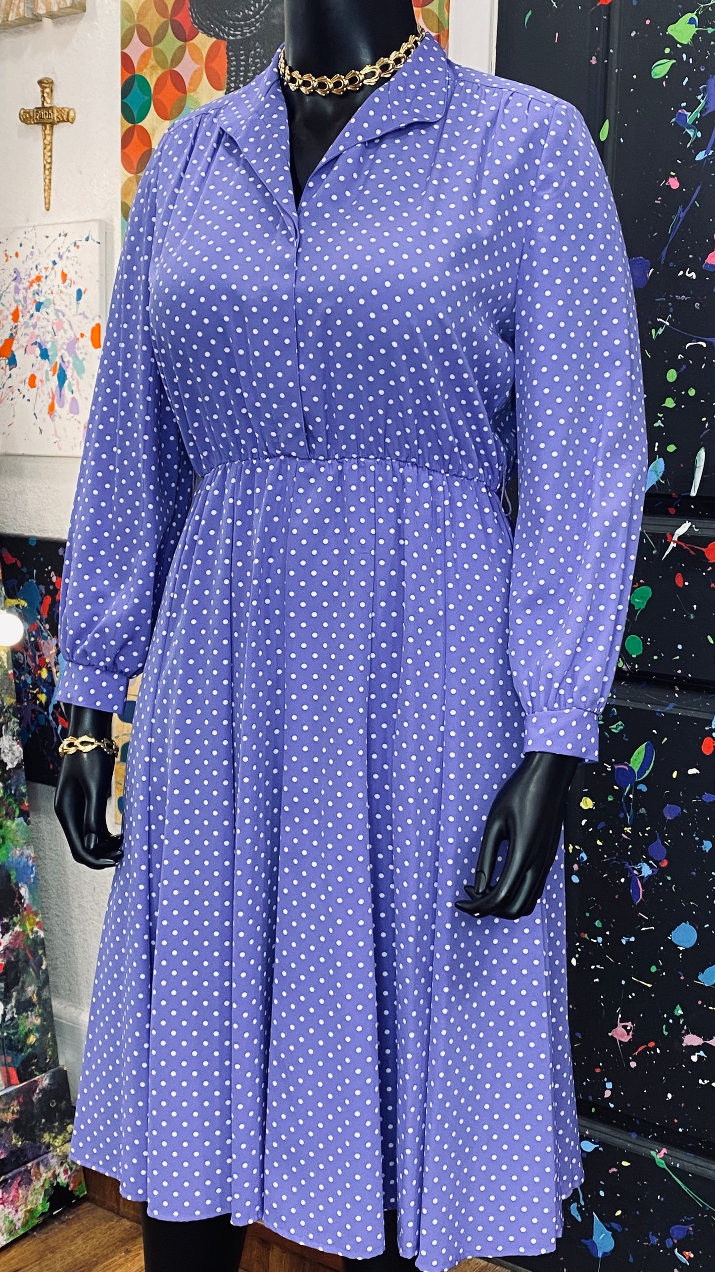 Vintage Blue Polka Dot Dress