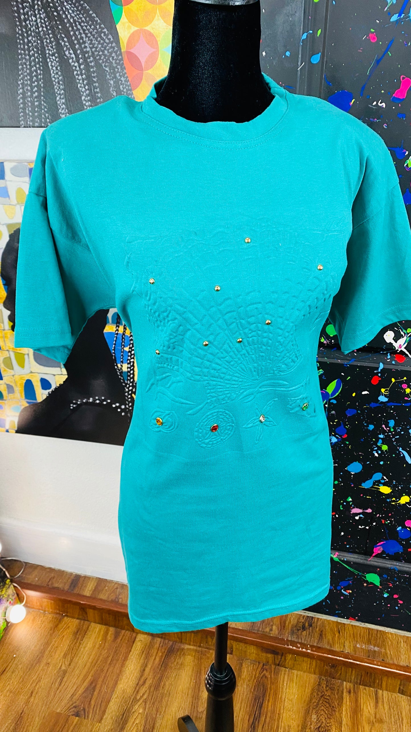 Vintage Jeweled Short Sleeve Shirt