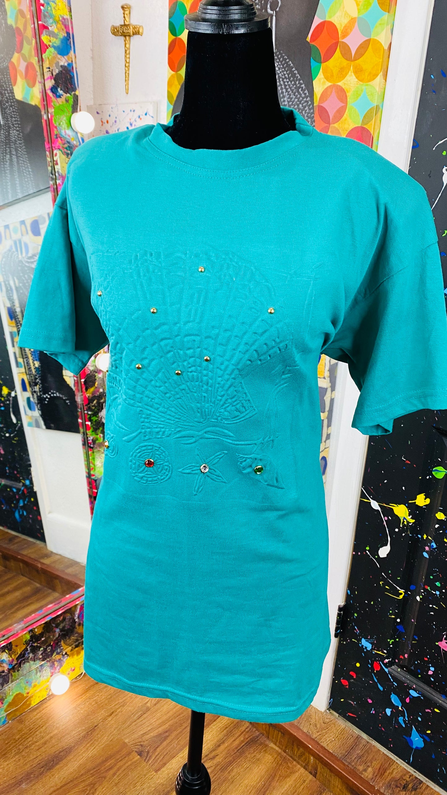 Vintage Jeweled Short Sleeve Shirt