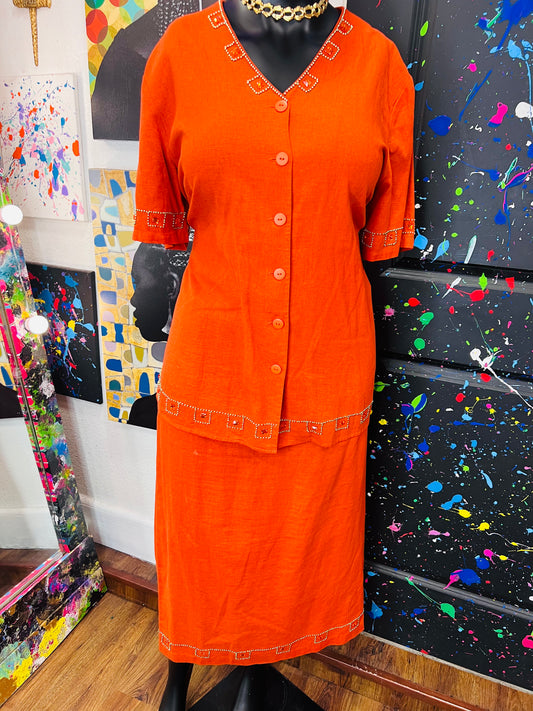 Vintage Orange Skirt Set