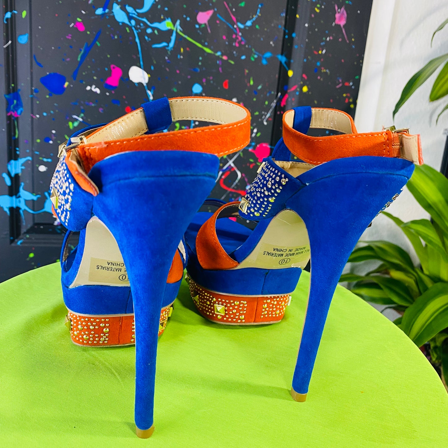 Orange & Blue Studded Heels