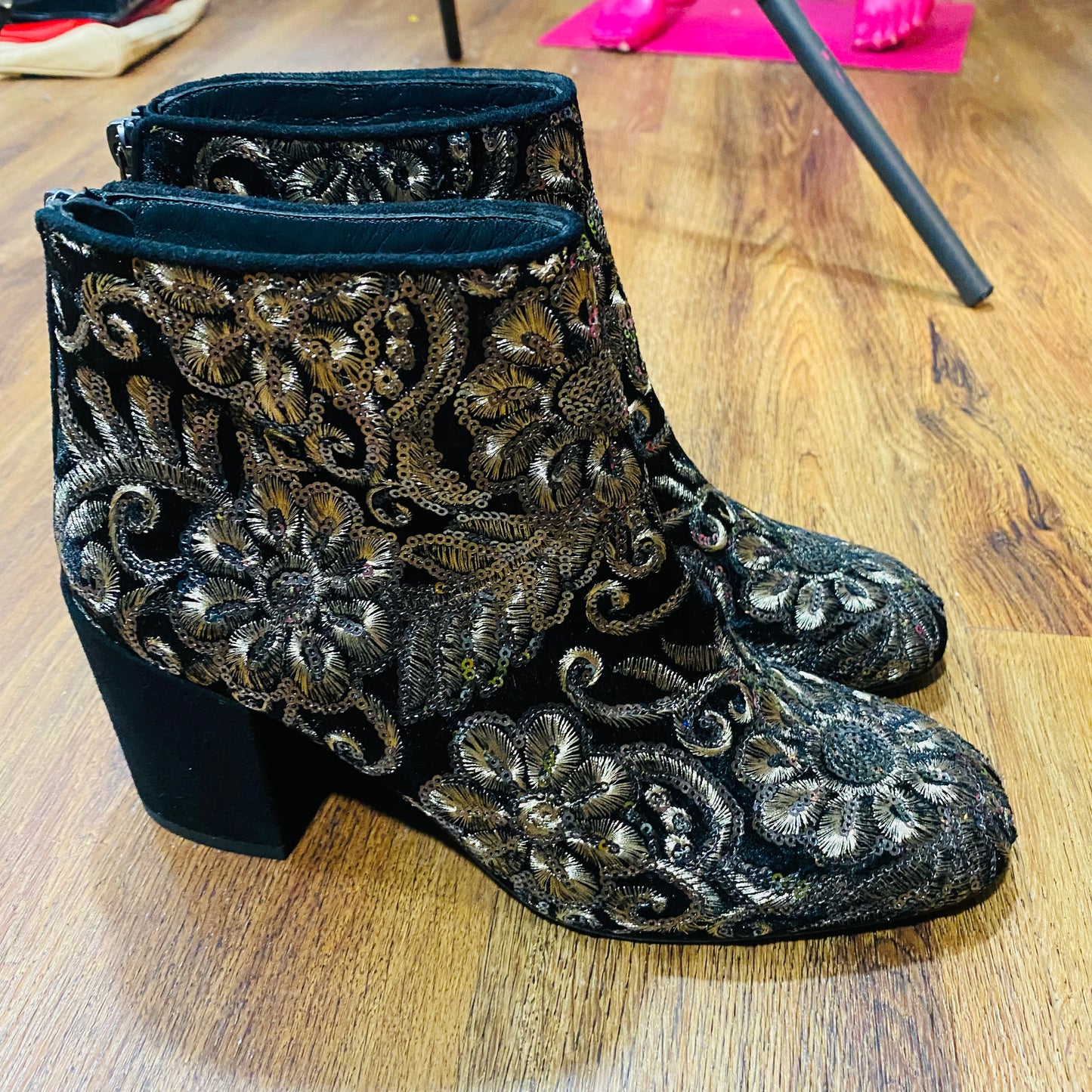 Pipebacari Embellished Velvet Booties