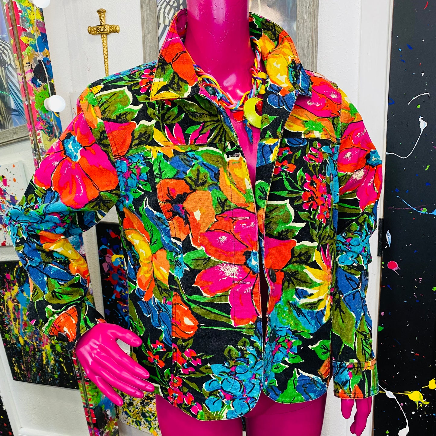 Denim Floral Jacket/Blazer