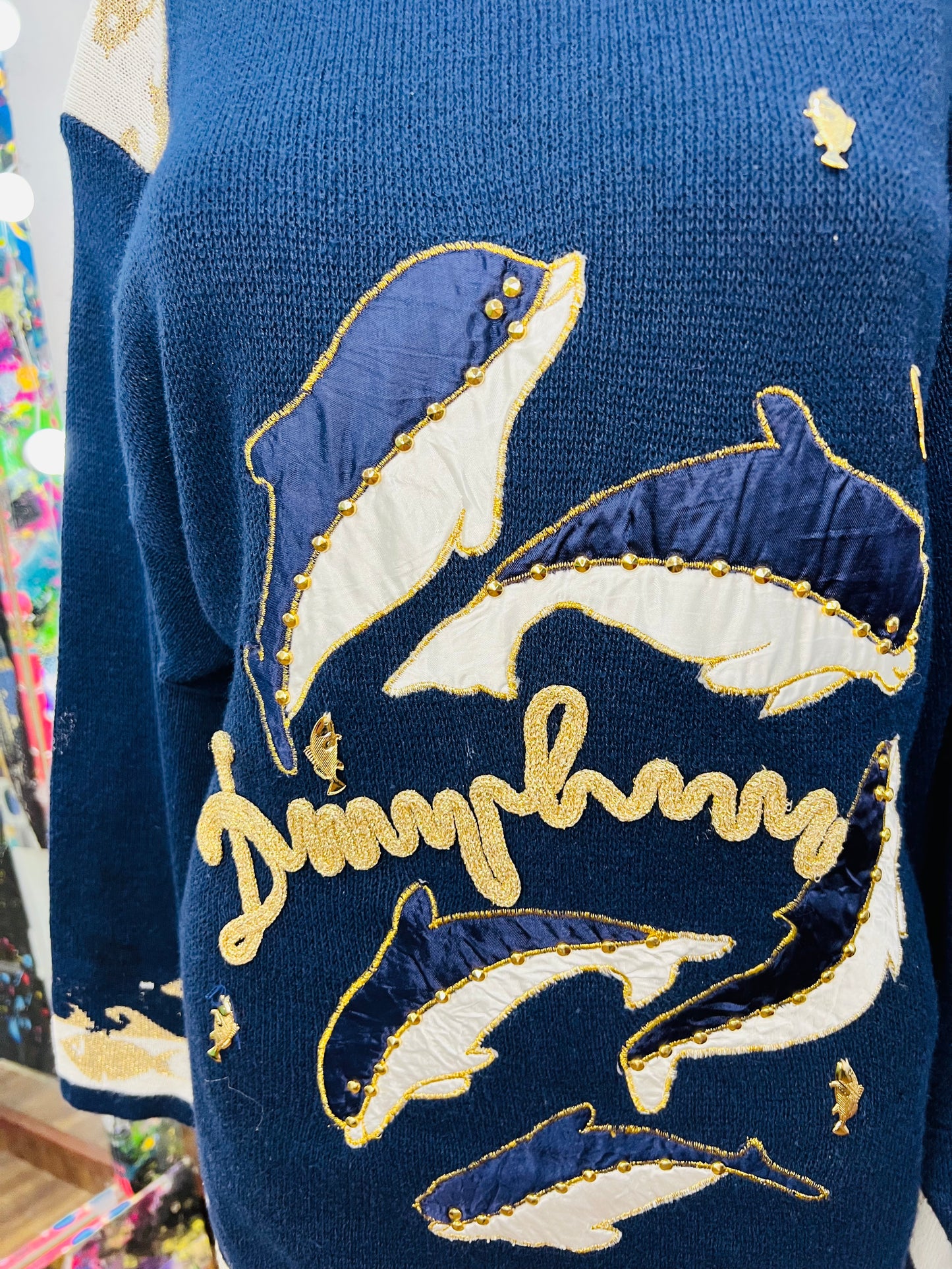 Vintage Studded Dolphin Sweater
