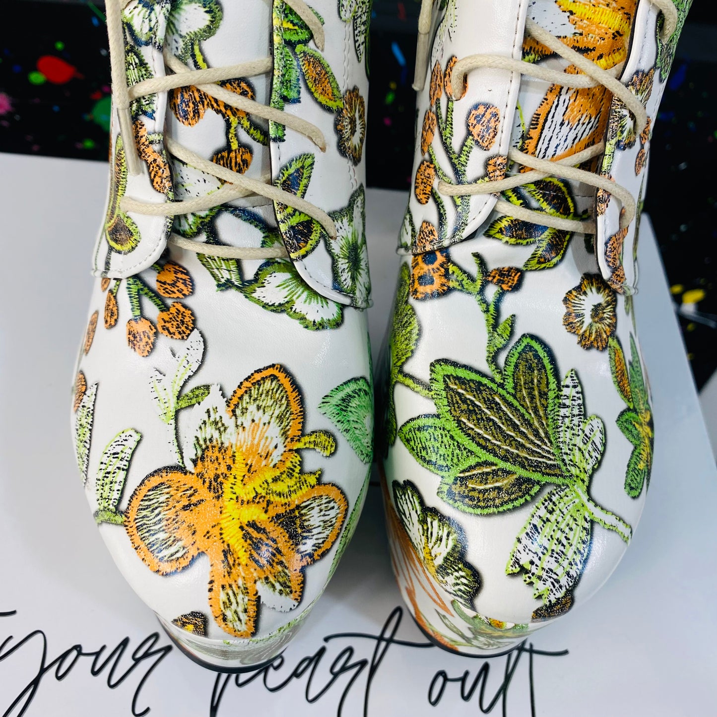 FAT Soles Floral Booties Yellow