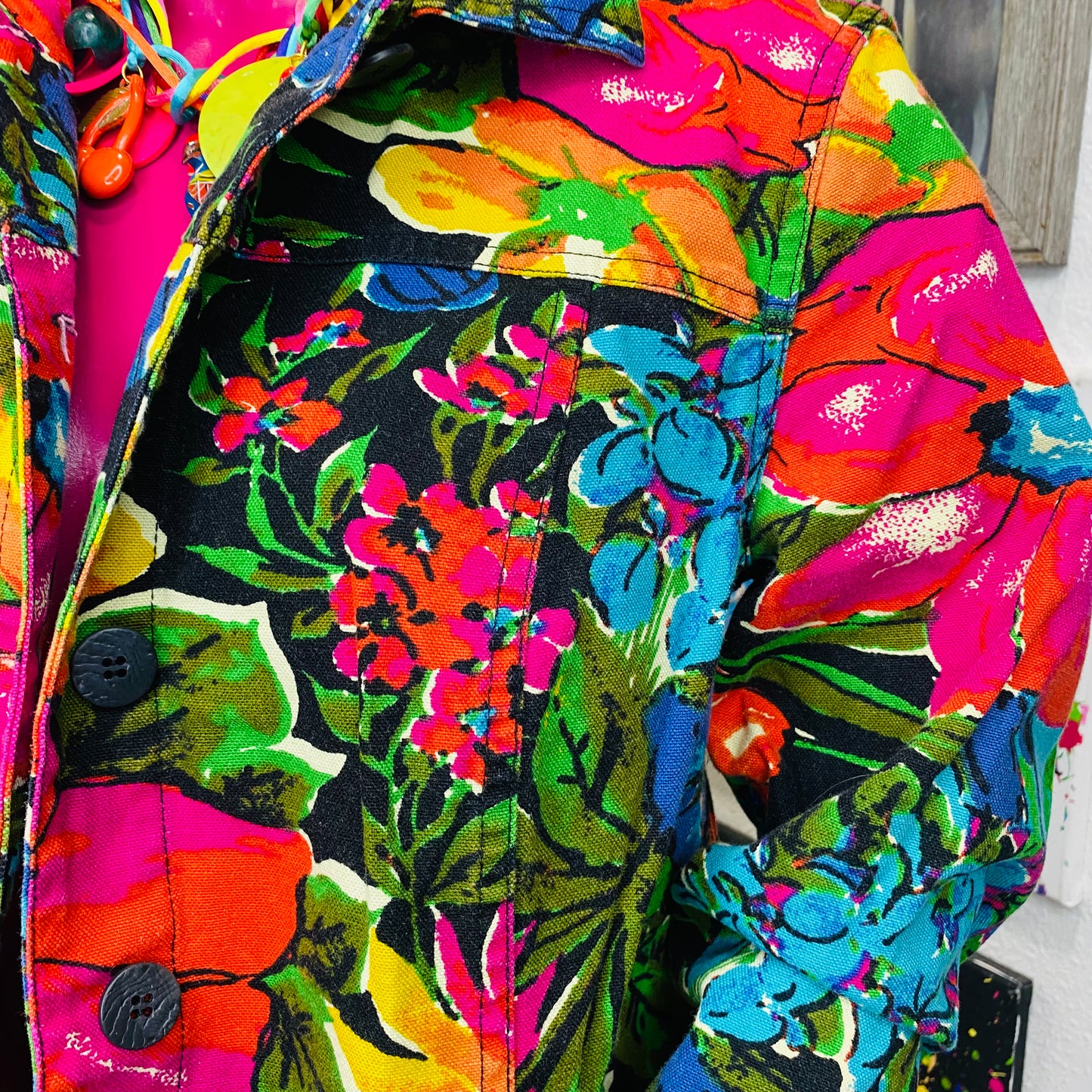 Denim Floral Jacket/Blazer